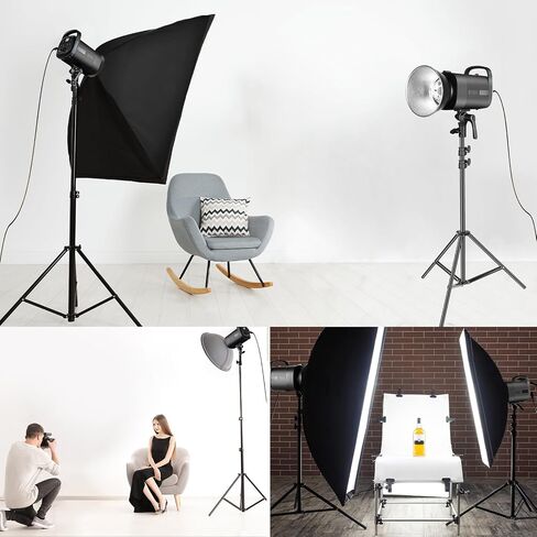 NEEWER 600Ws Studio Monolight Flash Light Kit: 2 Pack S101-300W 5600K الأضواء القوية مع مصابيح النمذجة 150W / Bowens Mount / Softboxes / Stands، عاكس / RT-16 Trigger / حقيبة لمنتج التصوير الفوتوغرافي in Kuwait