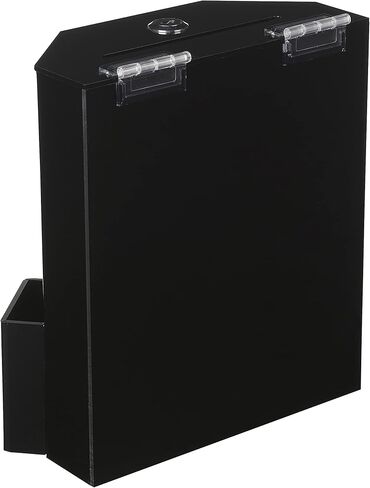 MCB Donation Collection Office Suggestion Acrylic Ballot Box 9 x 8 inch with Display area of 8 x 3.75 inch comes with 2 business card size pockets and lock with set of keys (Black) in Saudi Arabia