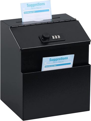 Suggestion Box with combination number Lock Metal Wall Mounted Ballot Box, Steel Donation and Collection Drop Box with wide Slot, 8.5H x 6W x 7.3L Inch comment and office management ideal box in Saudi Arabia