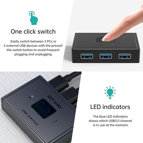 MT-VIKI 1 في 2 خارج USB 3.0 التبديل 2 في 1 خارج ثنائي الاتجاه USB محدد الجلاد 5Gbps لأجهزة الكمبيوتر لوحة مفاتيح وماوس الطابعة الماسح الضوئي in Kuwait