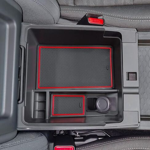 منظم وحدة التحكم المركزية TACORBO متوافق مع ملحقات Nissan Frontier 2022-2023 2024، صندوق تخزين ثانوي لمسند ذراع الشاحنة الصغيرة ABS، صينية صندوق القفازات، زخرفة حمراء in Saudi Arabia