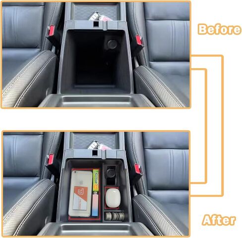 منظم وحدة التحكم المركزية TACORBO متوافق مع ملحقات Nissan Frontier 2022-2023 2024، صندوق تخزين ثانوي لمسند ذراع الشاحنة الصغيرة ABS، صينية صندوق القفازات، زخرفة حمراء in Saudi Arabia