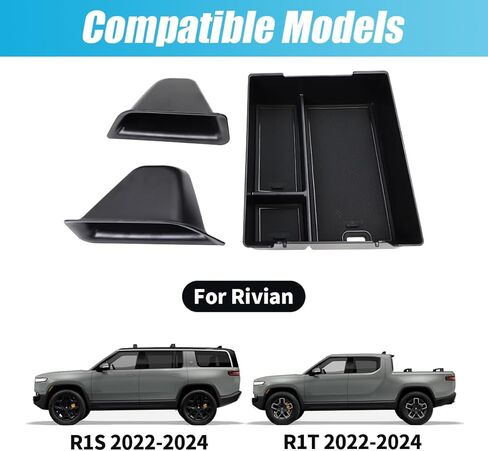 ملحقات Rivian R1T R1S صندوق تخزين وحدة التحكم المركزية السفلية مع حامل أكواب الشرب لـ Rivian R1T R1S 2024 2023 2022 الملحقات الداخلية in Kuwait