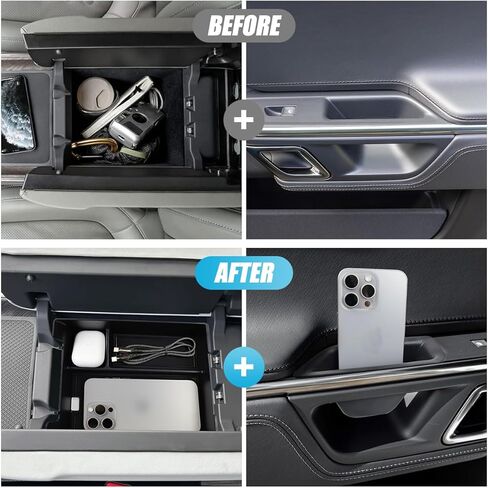 ملحقات Rivian R1T R1S صندوق تخزين وحدة التحكم المركزية السفلية مع حامل أكواب الشرب لـ Rivian R1T R1S 2024 2023 2022 الملحقات الداخلية in Kuwait