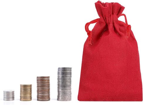 PATIKIL 6"x4" Coin Money Sacks Bag, 10 Pack Bank Deposit Change Transit Bags Cash Bag with Drawstring Currency Bags Gift Bag Style 4, Beige in Saudi Arabia