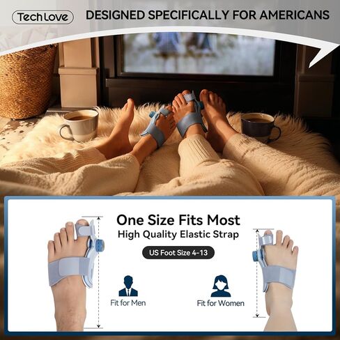 Tech Love Bunion Corrector for Women & Men, Adjustable Knob Double Correction Separator for Big Toe Relief Bunion Splints Hammer Toe Straightener with Silicone Pad Comfortable Effective, 1PCS in Saudi Arabia