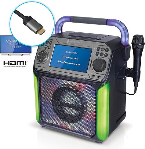 آلة الغناء STVG785BTW بلوتوث كاريوكي مع شاشة LCD كلمات الأغاني وأضواء ديسكو، أبيض in Kuwait