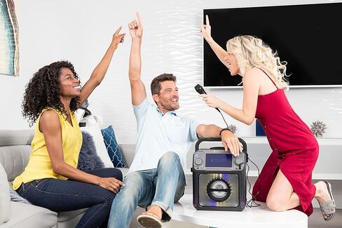 آلة الغناء STVG785BTW بلوتوث كاريوكي مع شاشة LCD كلمات الأغاني وأضواء ديسكو، أبيض in Kuwait