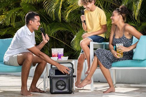 آلة الغناء STVG785BTW بلوتوث كاريوكي مع شاشة LCD كلمات الأغاني وأضواء ديسكو، أبيض in Kuwait