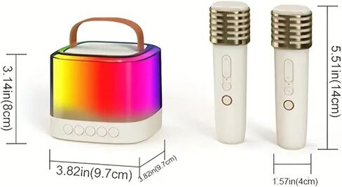 آلة كاريوكي صغيرة - مكبر صوت كاريوكي محمول بلوتوث مع باس مع أضواء مبهرة للبالغين والأطفال قطعتين من الميكروفونات اللاسلكية، ألعاب هدايا عيد الميلاد للفتيات والأولاد والحفلات العائلية in Kuwait