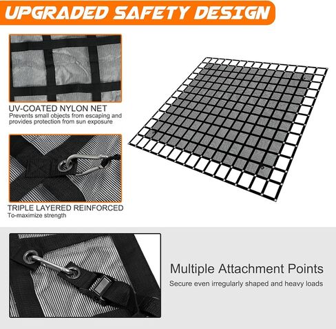 Heavy Duty Cargo Net with Mesh, 4.75 ft x 6 ft 1500LBS Capicity Truck Bed Cargo Net, Stretchable Cargo Net with Straps & Cam Buckles & J-Hooks for Pickup Truck Bed (57" x 72") in Saudi Arabia