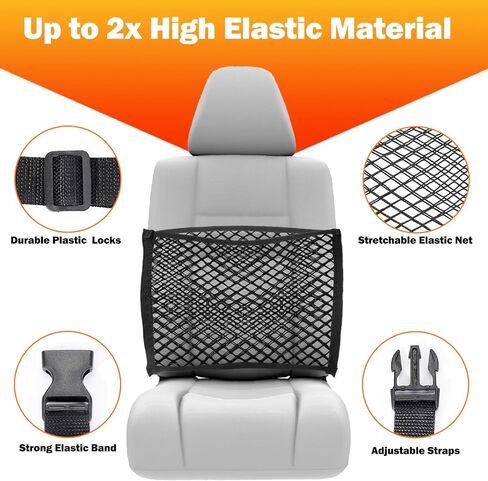 شبكة مقعد السيارة Kaishengyuan، طبقة مزدوجة قابلة للتوسيع للمقعد الأمامي ومنظم تخزين السيارة وشبكة شبكية للسيارات وحامل حقيبة يد للمقعد الأمامي والمقعد الخلفي in Kuwait