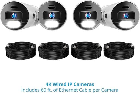 نظام كاميرا مراقبة منزلية للفيديو بتقنية البلوتوث Night Owl 8 قنوات مع (6) كاميرات IP سلكية 4K HD داخلية/خارجية مع صوت وقرص صلب سعة 2 تيرابايت (قابل للتوسيع حتى 12 كاميرا) in Saudi Arabia
