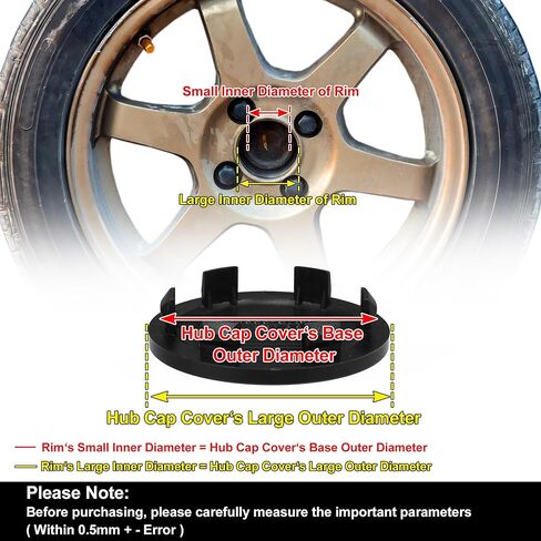 ACROPIX 59mm Out Dia 6 Clips غطاء أغطية محور العجلة المركزي للسيارة باللون الأسود - عبوة من 4 قطع in Kuwait