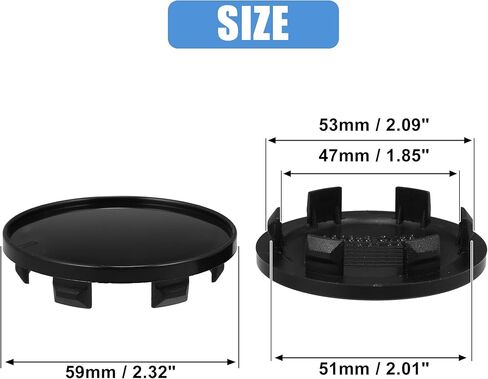 ACROPIX 59mm Out Dia 6 Clips غطاء أغطية محور العجلة المركزي للسيارة باللون الأسود - عبوة من 4 قطع in Kuwait