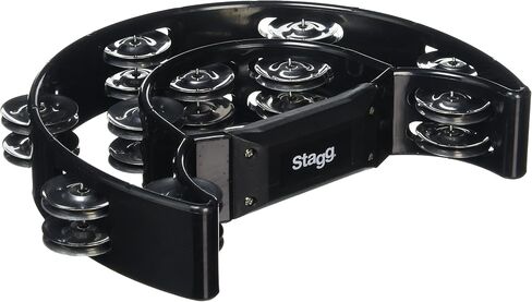 Stagg TAB-D BK Half Moon Plastic Base Hi-Hat Tambourine with 16 Jingles - Black in Saudi Arabia