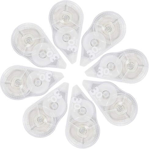 WeiBo Whiteout Correction Tape, Easy to Use Applicator for Instant Corrections, for Office Administration, Note Taking, Marking, Crafting, Bullet Journal, Scrapbooking (Pack of 8, 30m/98.4ft, White) in Saudi Arabia