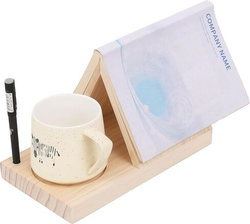 LETUBUYU Rustic Distressed Wood Triangle Book Rest| Multi Functional Wooden Book Holder for Page Rest| Book Reading Rest with Drink Holder | Triangle Book Stand | Cool Book Marks (Natural) in Saudi Arabia