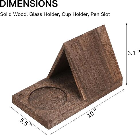 LETUBUYU Rustic Distressed Wood Triangle Book Rest| Multi Functional Wooden Book Holder for Page Rest| Book Reading Rest with Drink Holder | Triangle Book Stand | Cool Book Marks (Natural) in Saudi Arabia