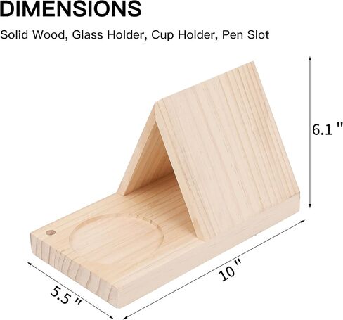 LETUBUYU Rustic Distressed Wood Triangle Book Rest| Multi Functional Wooden Book Holder for Page Rest| Book Reading Rest with Drink Holder | Triangle Book Stand | Cool Book Marks (Natural) in Saudi Arabia