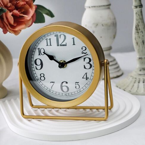 Desk Shelf Clocks,Table Clock,Digital Clock for Living Room,Bedroom,Kids,Bedroom,Silent Non-Ticking Battery Operated,Gold in Saudi Arabia