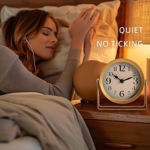 Desk Shelf Clocks,Table Clock,Digital Clock for Living Room,Bedroom,Kids,Bedroom,Silent Non-Ticking Battery Operated,Gold in Saudi Arabia