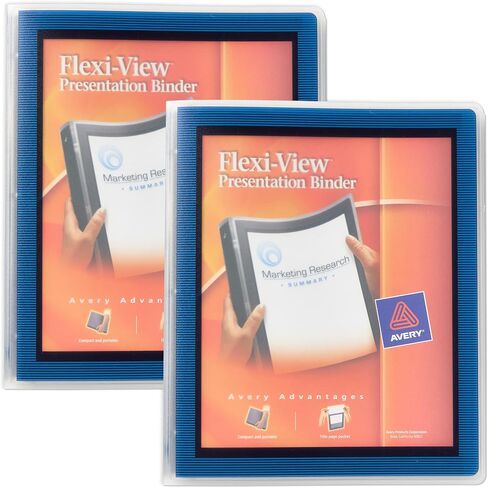 Avery Flexi-View 3 Ring Binder, 1/2 Inch Round Rings, 2 Navy Blue Binders (01671) in Saudi Arabia