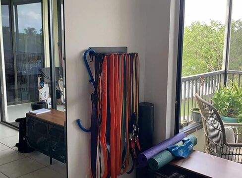 Home Gym Storage Rack, Multi-Purpose Workout Gear Wall Hanger for Exercise Straps, Jump Ropes, Curl Bars and Lifting Belts with 10 Different Load-bearing Prong Hooks in Saudi Arabia