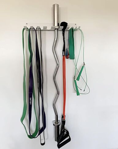 Home Gym Storage Rack, Multi-Purpose Workout Gear Wall Hanger for Exercise Straps, Jump Ropes, Curl Bars and Lifting Belts with 10 Different Load-bearing Prong Hooks in Saudi Arabia