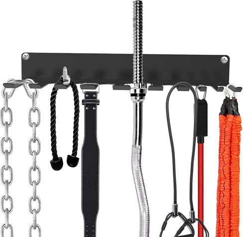 Home Gym Storage Rack, Multi-Purpose Workout Gear Wall Hanger for Exercise Straps, Jump Ropes, Curl Bars and Lifting Belts with 10 Different Load-bearing Prong Hooks in Saudi Arabia