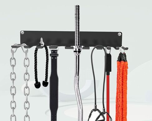 Home Gym Storage Rack, Multi-Purpose Workout Gear Wall Hanger for Exercise Straps, Jump Ropes, Curl Bars and Lifting Belts with 10 Different Load-bearing Prong Hooks in Saudi Arabia