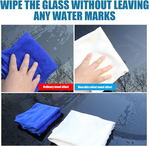 2 PCS 15" x 23" Chamois Drying Towel for Car, Super Absorbent Reusable Shammy Towel, Lint Free Natural Chamois Car Wash Cloth (White) in Saudi Arabia