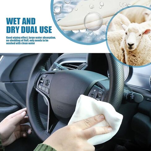 2 PCS 15" x 23" Chamois Drying Towel for Car, Super Absorbent Reusable Shammy Towel, Lint Free Natural Chamois Car Wash Cloth (White) in Saudi Arabia