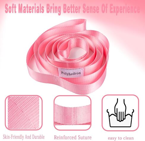 حزام يوجا قابل للتمدد للعلاج الطبيعي، 10 حلقات يوجا للتمدد، البيلاتس والجمباز، شريط مطاطي غير مرن للرجال والنساء، حزام مطاطي للياقة البدنية in Kuwait