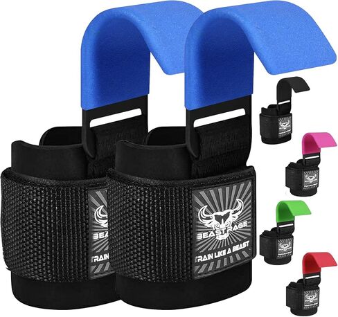 BEAST RAGE Workout Hooks for Men, Durable Coated Grip Gym Straps for Weightlifting Wrist Wraps Training Weight Lifting Strength Fitness Bodybuilding Anti Slip Women Hook Exercise in Kuwait
