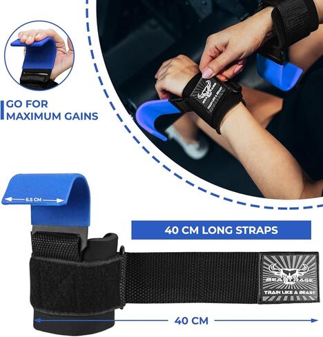 BEAST RAGE Workout Hooks for Men, Durable Coated Grip Gym Straps for Weightlifting Wrist Wraps Training Weight Lifting Strength Fitness Bodybuilding Anti Slip Women Hook Exercise in Kuwait
