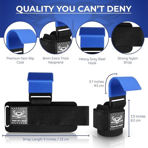 BEAST RAGE Workout Hooks for Men, Durable Coated Grip Gym Straps for Weightlifting Wrist Wraps Training Weight Lifting Strength Fitness Bodybuilding Anti Slip Women Hook Exercise in Kuwait