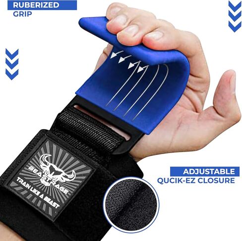 BEAST RAGE Workout Hooks for Men, Durable Coated Grip Gym Straps for Weightlifting Wrist Wraps Training Weight Lifting Strength Fitness Bodybuilding Anti Slip Women Hook Exercise in Kuwait