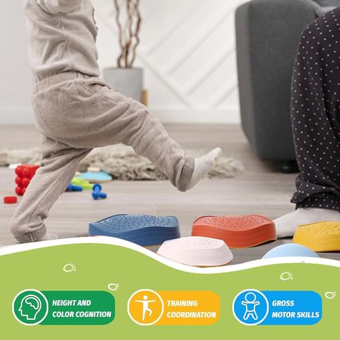 Balance Stepping Stones for Kids Toddlers Obstacle Course - 5 Durable Outdoor Toys Sensory Stepping Stones for Improving Toddler Coordination & Gross Motor Skills in Kuwait