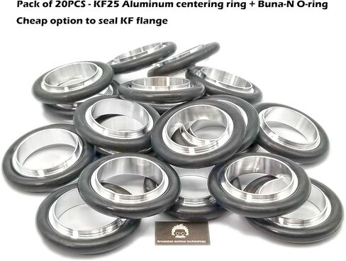 bmotiontech Centering Ring Set for ISO-KF Flange KF16 / KF25 / KF40 / KF50 < Aluminum Centering Ring, NBR Buna-N O-Ring > (10 PCs, KF25) in Kuwait