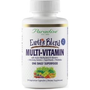 Paradise Herbs - Earth’s Blend® Superfood Multivitamin No Iron - Orac Energy Greens + Nature's C + Minerals + Probiotics + Adaptogens + Herbs | 30 Count