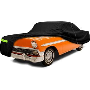 Waterproof Car Cover Compatible with Chevrolet Silverado/GMC Sierra 1500/2500/3500 Crew Cab 6.6ft Bed 2014-2024, 420D All Weather Car Cover with Zipper Door for Snow Rain Dust Hail Protection