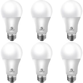 لمبة LED A19 حيوية مكافئة 60 وات، مصابيح إضاءة LED بيضاء دافئة 3000 كلفن، قاعدة قياسية E26، 750 لومن، غير قابلة للتعتيم، مدرجة في قائمة UL، 12 حزمة
