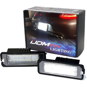 iJDMTOY OEM-Fit 3W Full LED License Plate Light Kit Compatible with Volkswagen Golf GTI CC Rabbit Eos Beetle Porsche Cayman Carrera Cayenne Boxster, 18-SMD Xenon White LED & Can-Bus Error Free