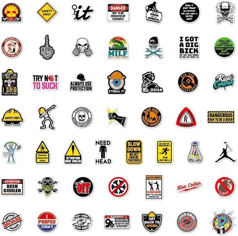 100pc Hard Hat Stickers for Men, Funny Hardhat Stickers for Adults Toolbox Helmet, Prank Meme Vinyl & Waterproof Decals for Mechanics Electricians Union Oilfield Construction Welders in Saudi Arabia