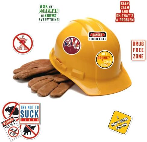 100pc Hard Hat Stickers for Men, Funny Hardhat Stickers for Adults Toolbox Helmet, Prank Meme Vinyl & Waterproof Decals for Mechanics Electricians Union Oilfield Construction Welders in Saudi Arabia
