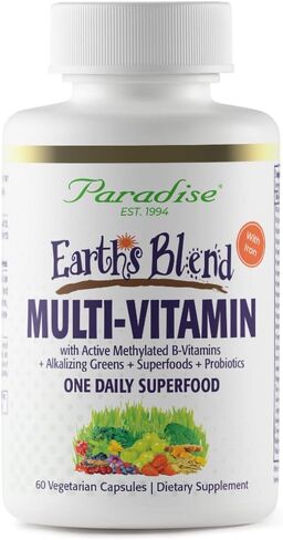 Paradise Herbs - Earth’s Blend® Superfood Multivitamin No Iron - Orac Energy Greens + Nature's C + Minerals + Probiotics + Adaptogens + Herbs | 30 Count in Saudi Arabia