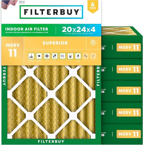 Filterbuy 14x14x1 Air Filter MERV 11 Allergen Defense (6-Pack), Pleated HVAC AC Furnace Air Filters Replacement (Actual Size: 13.75 x 13.75 x 0.75 Inches) in Saudi Arabia