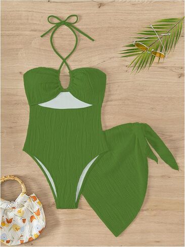 بدلة سباحة نسائية من قطعة واحدة من SOLY HUX متقاطعة مع غطاء للرأس in Kuwait