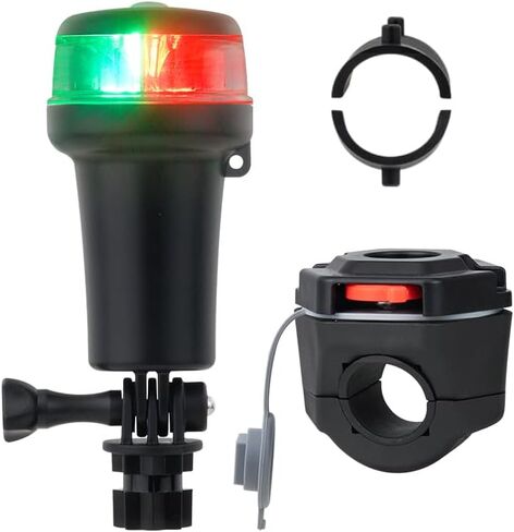 Pactrade Marine Black Housing Navigation Light LED 3 AA بطارية تعمل باللون الأخضر والأحمر مع محول قارب قابل للنفخ بدون قاعدة لاصقة مثبتة على السطح in Kuwait